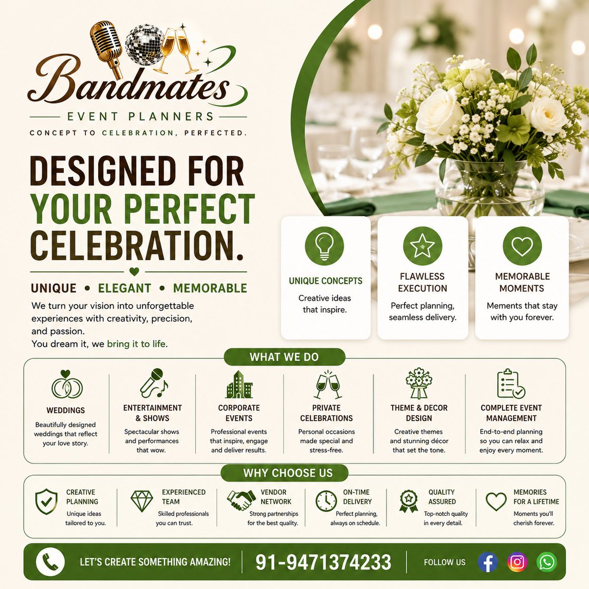 bandmates1's tweet photo. At Bandmates, we are passionate about turning your ideas into meaningful celebrations through creativity, precision, and flawless execution. https://t.co/nCCBAGz53g