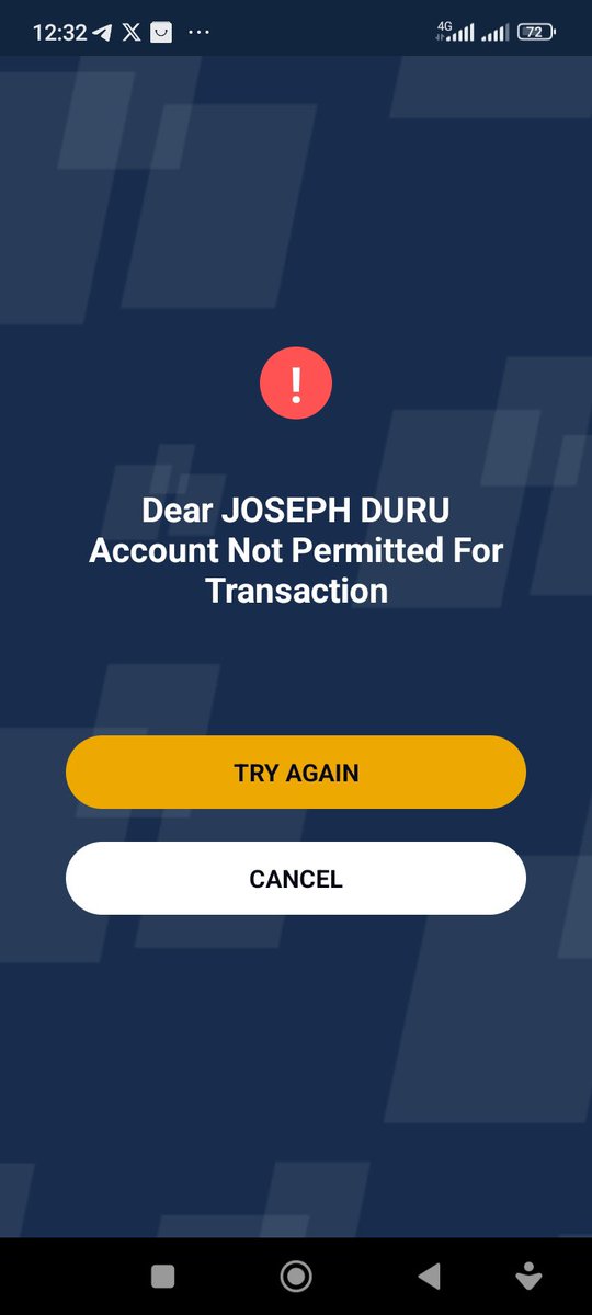 Onyeahalachi's tweet photo. @FirstBankngr @Sthabbey I got this respond when trying to transact https://t.co/f87wY9taGe