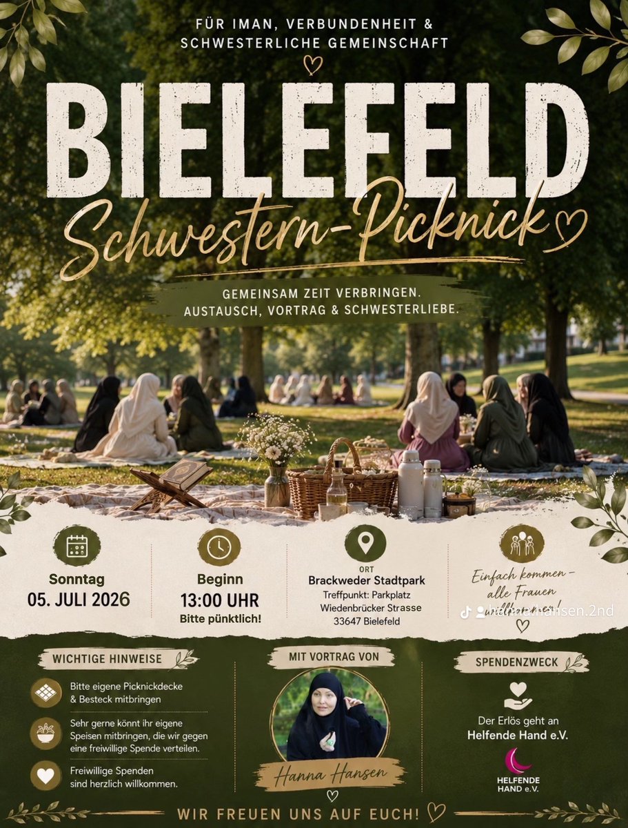 HannaHansen's tweet photo. Bis morgen in #Bielefeld. Ich freu mich auf euch 🫶 #Picknick #Vortrag #frauen #Ummah #muqawamah https://t.co/FluWGNrmMl