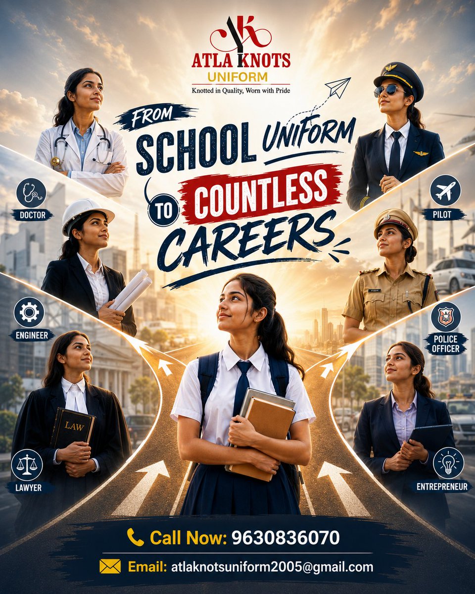 AtlaUni's tweet photo. 🎓 Every Great Career Begins with a School Uniform.

At Atla Knots Uniform, we don’t just stitch uniforms—we help shape the journey from the classroom to countless careers.

📞 Call Now: 9630836070
📧 Email: atlaknotsuniform2005@gmail.com
#AtlaKnotsUniform #SchoolUniform https://t.co/rR7nh1oxKY