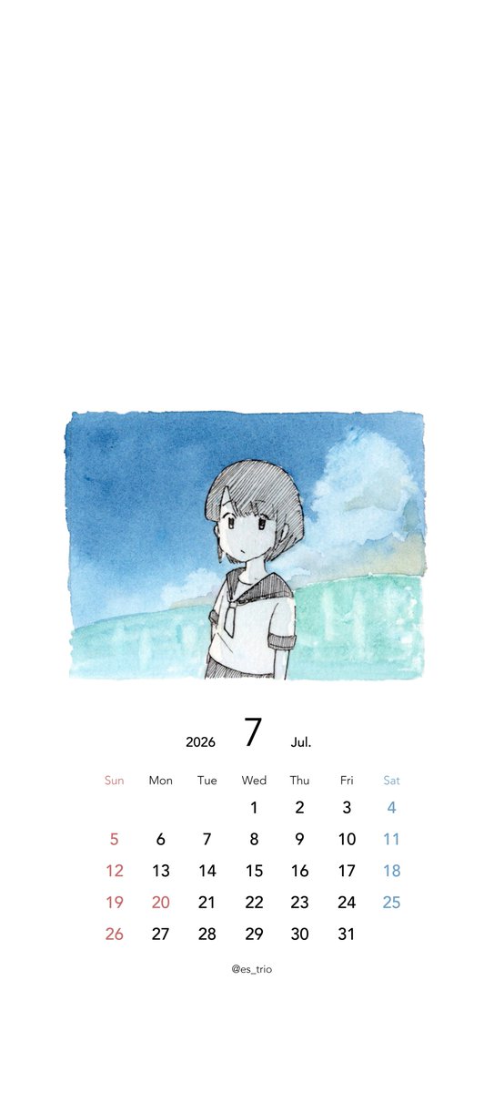 es_trio's tweet photo. ちょっと遅刻しましたが7月の壁紙カレンダーです☀️　お気に召したら使っていただけると嬉しいです。（個人利用の範囲でお願いします。）#カレンダー配布 https://t.co/qCoqCLXx4W