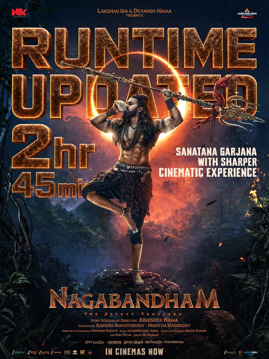 AbhishekPicture's tweet photo. Experience Sanatana Garjana with Sharper Cinematic Experience 🤩💥💥

Book Your Seats For #Nagabandham Now 🎟️

— https://t.co/HB5tBgxZr9
— https://t.co/ri4NMj2rZs

#NagabandhamSanatanaGarjana https://t.co/EY9UfuTP1O