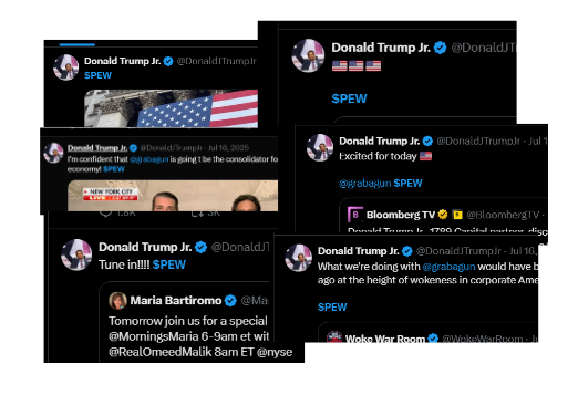 Dev1798's tweet photo. we've deved everything EXCEPT the ticker that Donald trump tweets NON STOP

hes tweeted $PEW 32 times

we sent $BIG to 5 MILLION

proof:
https://t.co/dtbH4lDPFO https://t.co/BLYKwWTbFx