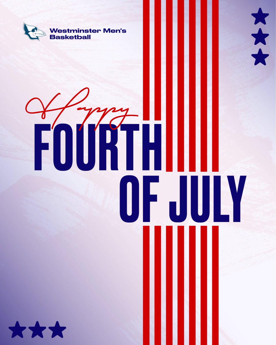 westmo_mbb's tweet photo. 🇺🇸 Happy Independence Day from Westminster Men’s Basketball! Wishing our Blue Jay family a safe, fun, and memorable Fourth of July! #GoBlueJays https://t.co/Q1ehrtwbD6