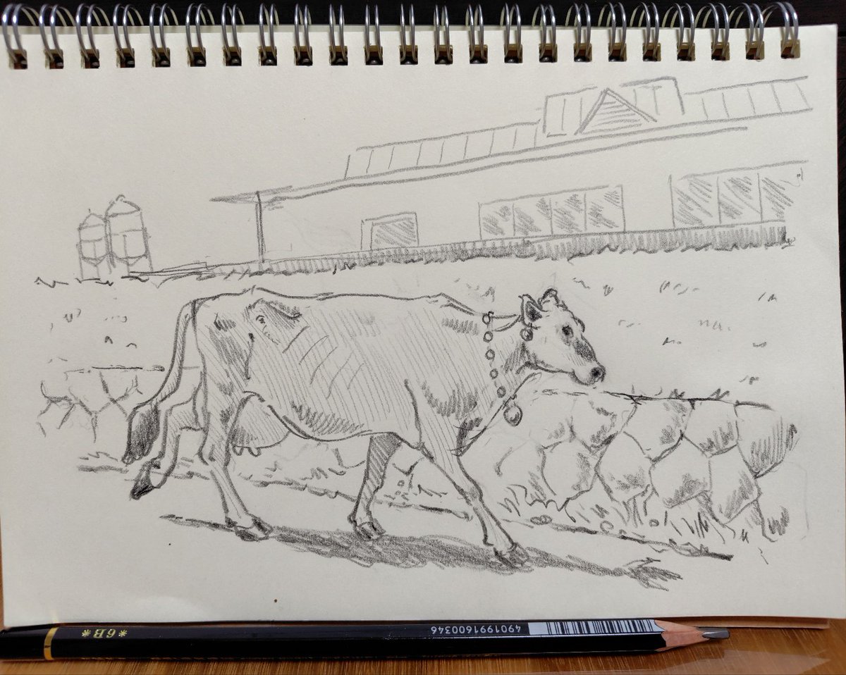 gaozoo's tweet photo. るんるん帰宅♪

#スケッチ #鉛筆画 #牛 #sketch #cow https://t.co/qcnHLABJ50