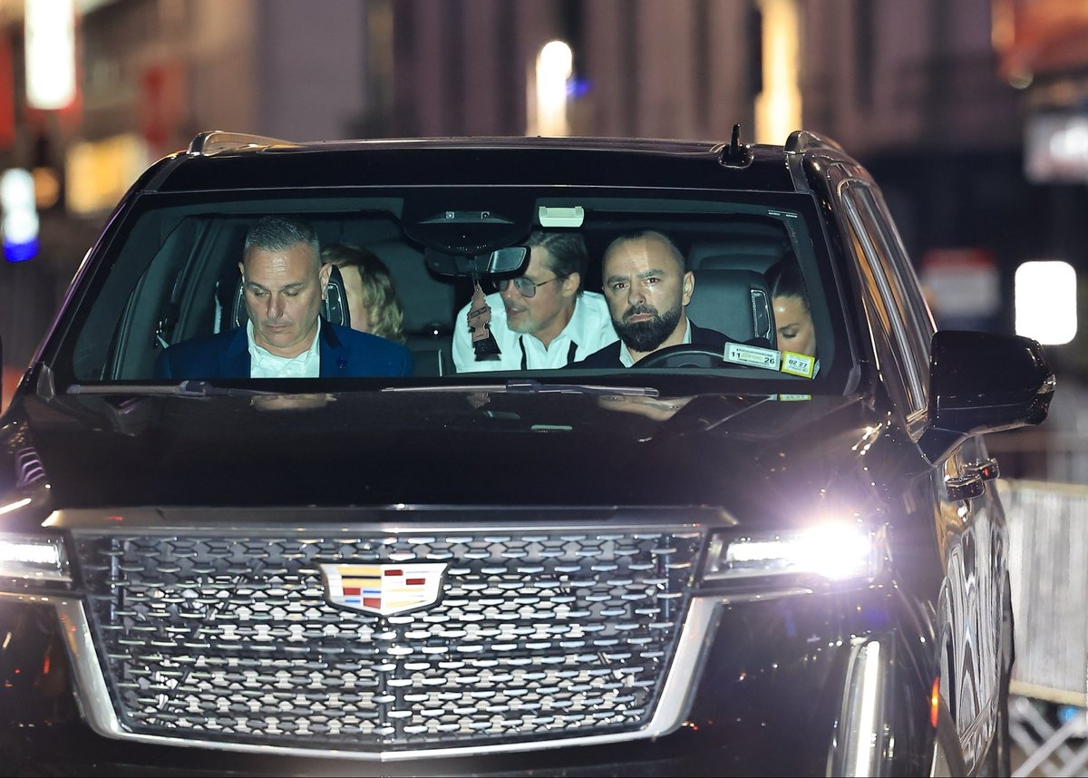 extratv's tweet photo. Taylor Swift &amp; Travis Kelce’s Madison Square Garden wedding was truly an A-list affair! 🤩🎉 Brad Pitt and Ines de Ramon, Emma Stone, Gracie Abrams, Tate McRae, and more were spotted leaving the epic bash.

(📸: Backgrid) https://t.co/Not3DiyWNQ