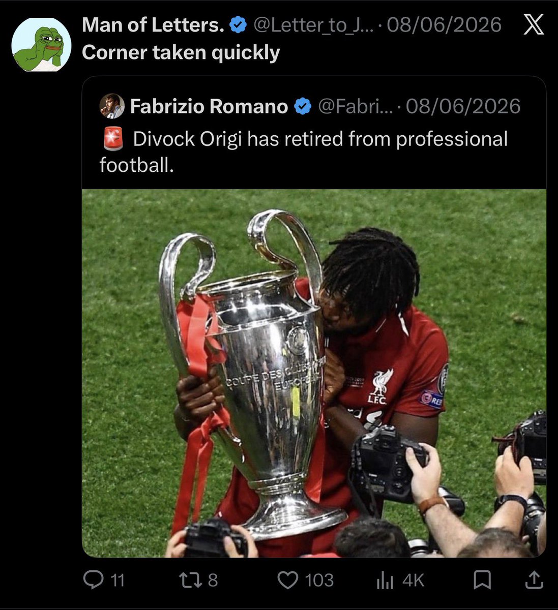 tobyasky's tweet photo. My guy you hate Messi, you’re not consistent😂.

I don catch you.

Just to add, have you heard of “play to the whistle”? When the refs blows his whistle, that means play can commence.

Anyways, from this, I can deduce that the problem is you hate Messi, but you don’t hate “corner taken quickly”😂😂😂