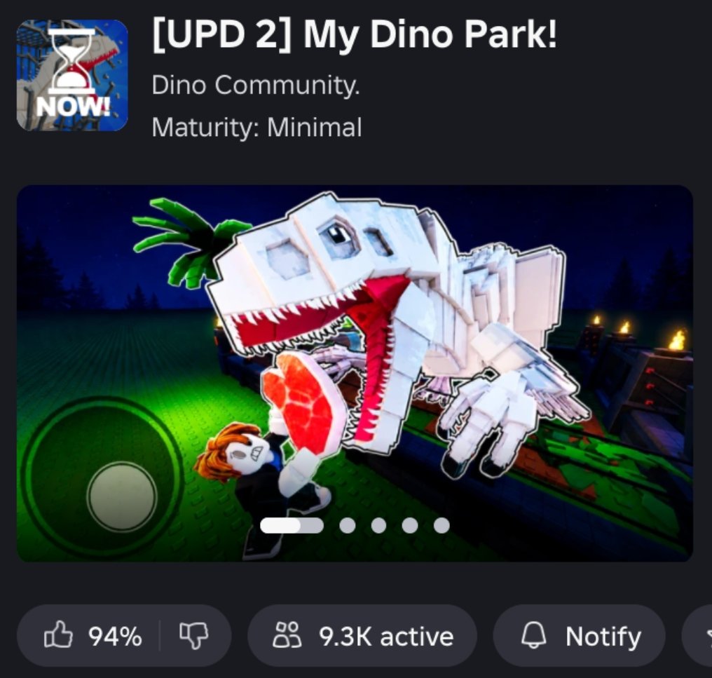 IDKStats's tweet photo. Over 9,000 players are currently active on My Dino Park! https://t.co/uMA955vLRo