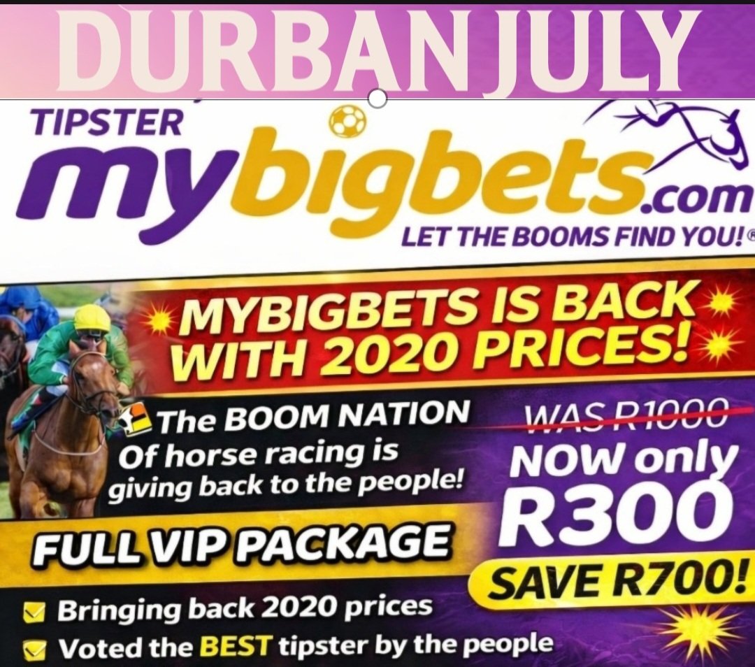 MyBigBets1's tweet photo. 🚨 FREE BET TIME AS PROMISED🚨
🎙🎙🎙🏇🏻🏇🏻🏇🏻🏇🏻🎙🎙🎙🏇🏻🏇🏻🏇🏻🏇🏻

https://t.co/G6LAge0TbY 
🔝PROMO CODE MBB✅️
USE ABOVE LINK PROMO CODE TO CLAIM FREE R200 CASH BET✅️

🙏🏽Best of luck to all punters and tipsters for the Durban July Day🏇🏻🥇🥇🥇🥇💲💲💲💲🥇🥇🥇🥇🥇🥇
https://t.co/dSfnWJZrOg FULLY UPDATED🚨🚨🚨🚨🚨🚨🚨🚨🚨🚨🚨🚨🚨🚨
®️ LET THE BOOMS FIND YOU ®️
#MYBIGBETS #HORSERACING #DURBANJULY #JULY #DURBAN 
@mhlayisto
