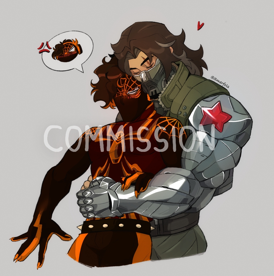 smerfols's tweet photo. The finished c0mm for mangle on vgen ft their spider oc and Bucky 🥳 https://t.co/SNQpYlZrXW