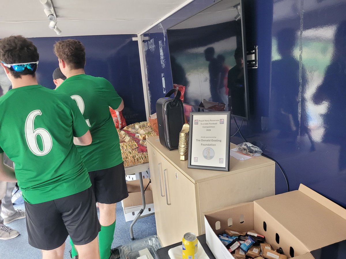 HMSSherwood's tweet photo. At the lunch break, three teams are in equal first place in the @RNReserve 5-a-Side Football Tournament. 

@HMS_Hibernia, RNR London (@HMSPresidentRNR, HMS Wildfire, @HMSKingAlfred and HMS Ferret) and HMS Sherwood each have three match wins. 

It's all to play for this afternoon! https://t.co/nWhhd3HdAe