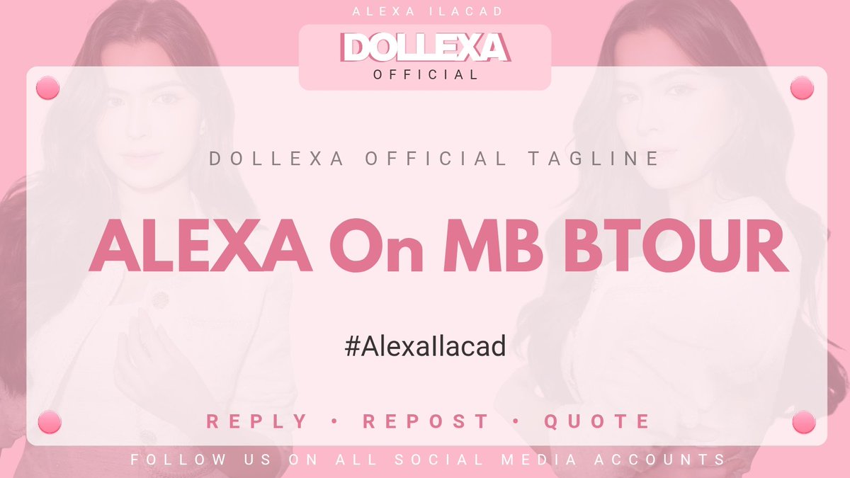 DollexaTrends's tweet photo. Alexa Ilacad's Trending Party

ALEXA On MB BTOUR
#AlexaIlacad

XP Reminders:
- No numbers 
- Minimum of three words per post
- No emojis
- No all capslock

Kindly drop the tag if you see this post. Thank you! 

Post | Repost | Quote | Reply https://t.co/iSjQAMVhc6
