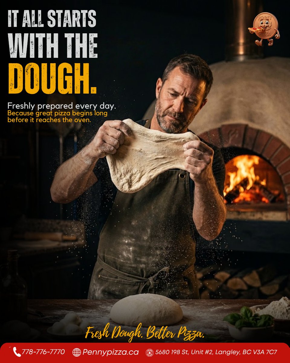 PennyPizzaCa's tweet photo. 🔥Fresh dough. Real flavor. Every great pizza starts long before it hits the oven! 
At Penny Pizza, we prepare our dough fresh every single day to bring you the perfect bite — soft, crispy, and full of authentic taste.
📍 5680 198 St, Unit #2, Langley, BC V3A 7C7
📞 778-776-7770 https://t.co/mqZXQ0x1b9