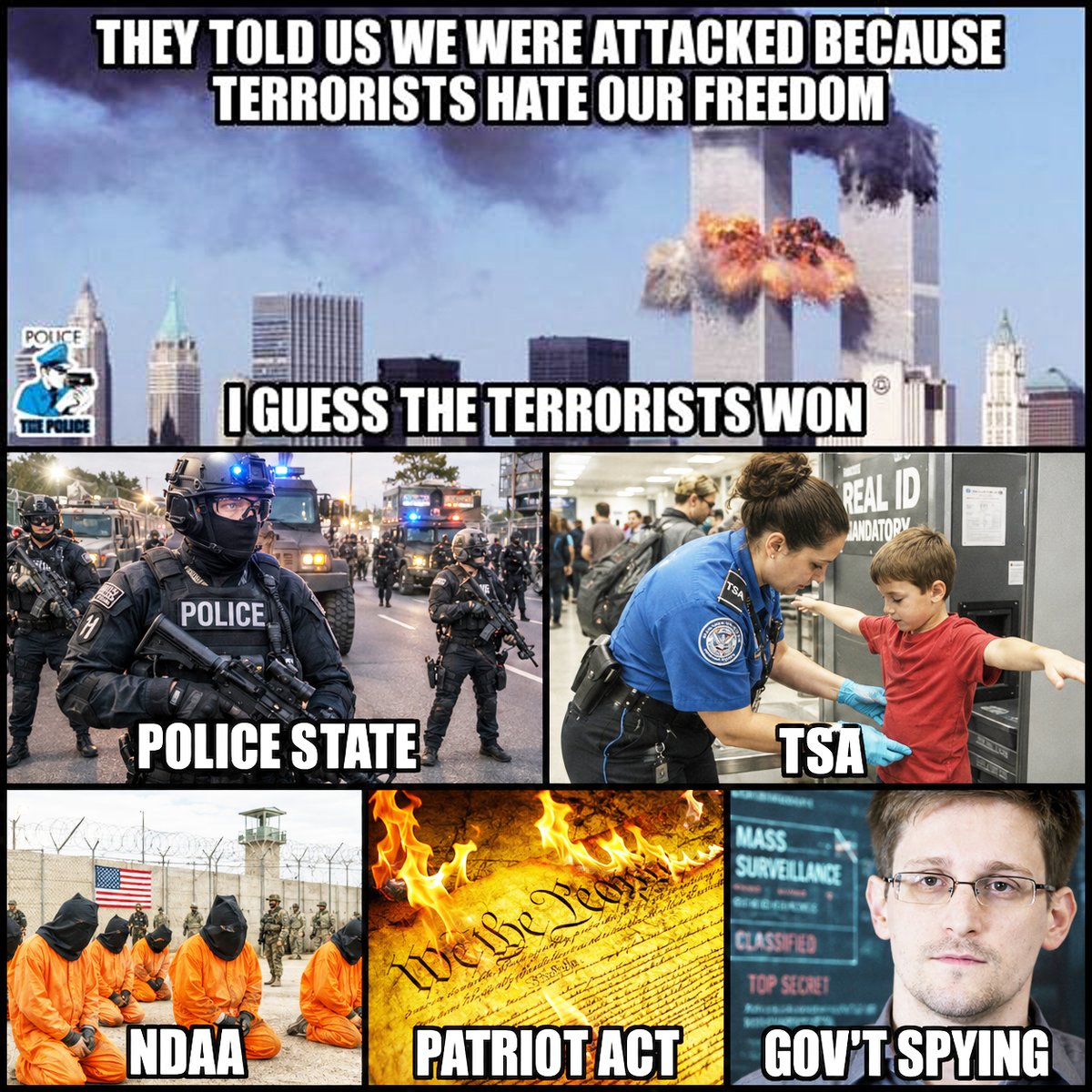 PoliceThePolic1's tweet photo. Remember when they said this would all be temporary?

Happy "Independence Day"... I guess. 🤷‍♂️ https://t.co/yRzINAKm9v