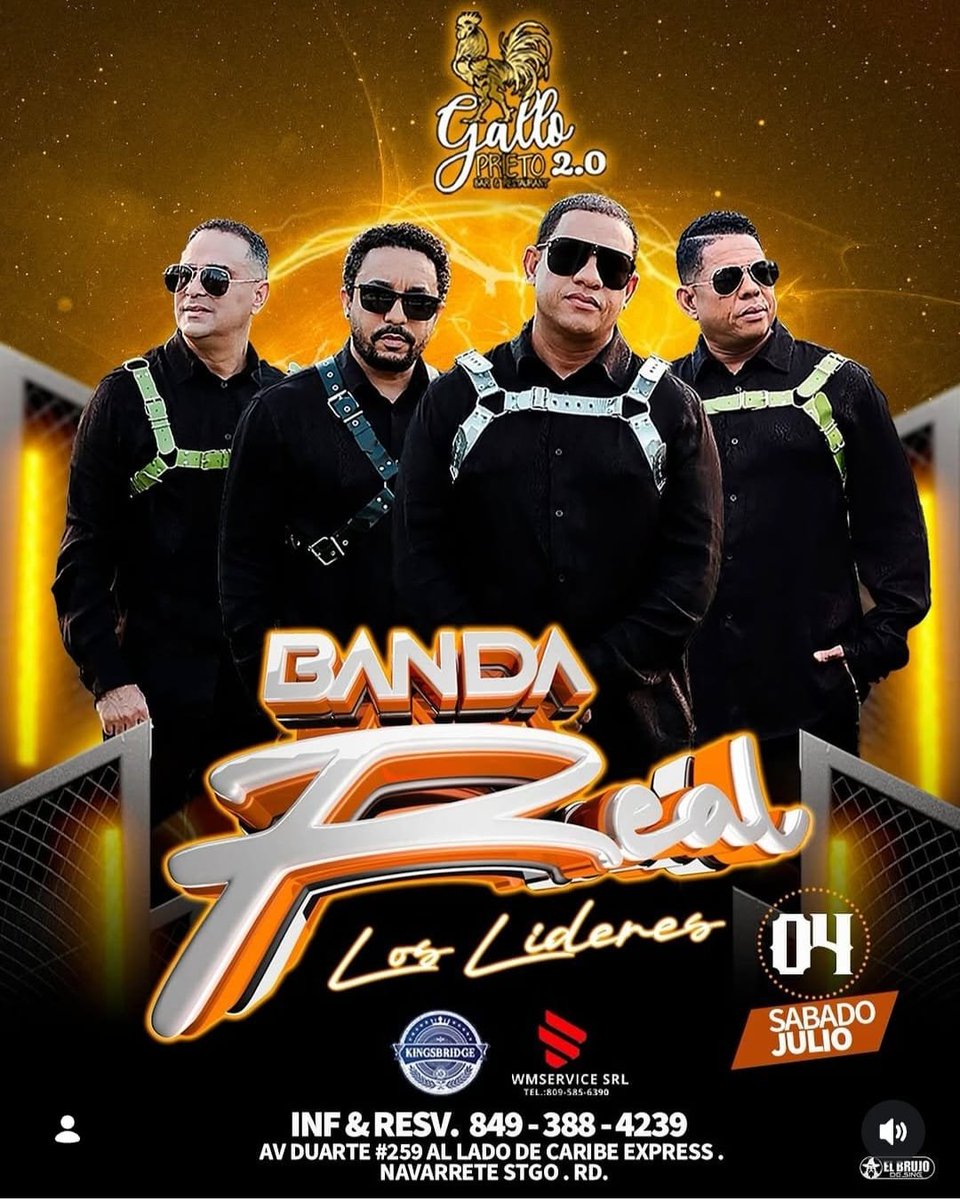 loquellegaaqui's tweet photo. ¡Esta noche la fiesta tiene nombre! 
Hoy, sábado 04 de julio, Los Líderes llegan a Gallo Prieto 2.0 | Bar &amp; Restaurant, en Navarrete, para poner a vibrar la noche con toda su música y la mejor energía.

📞 Reserva con tiempo: 849-388-4239
¡No te quedes fuera! @BandaReal https://t.co/ECtBTe2gu1