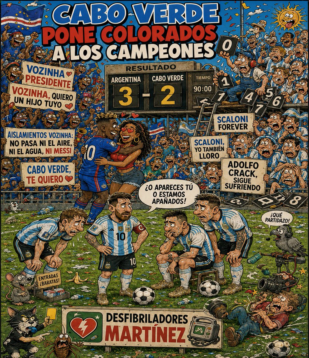adolfomena72's tweet photo. FUTBOL+HUMOR IS POSIBOL. Capitulo 43º
Argentina ganó, SI. Messi agranda sus registros y récords también. Scaloni más respetado, te lo compro. 
Pero....a pesar de jugar contra el campeón, Cabo Verde, Vozinha, Cabral, Duarte, Bubista, fueron los héroes que se llevaron los aplausos. https://t.co/2c8eUQ7Ubl