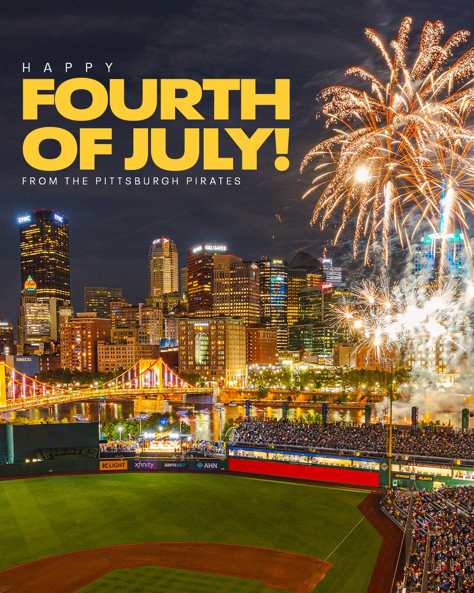 Pirates's tweet photo. Happy 4th of July, Bucco fans! 🇺🇸🎇 https://t.co/hP9JMyRDek