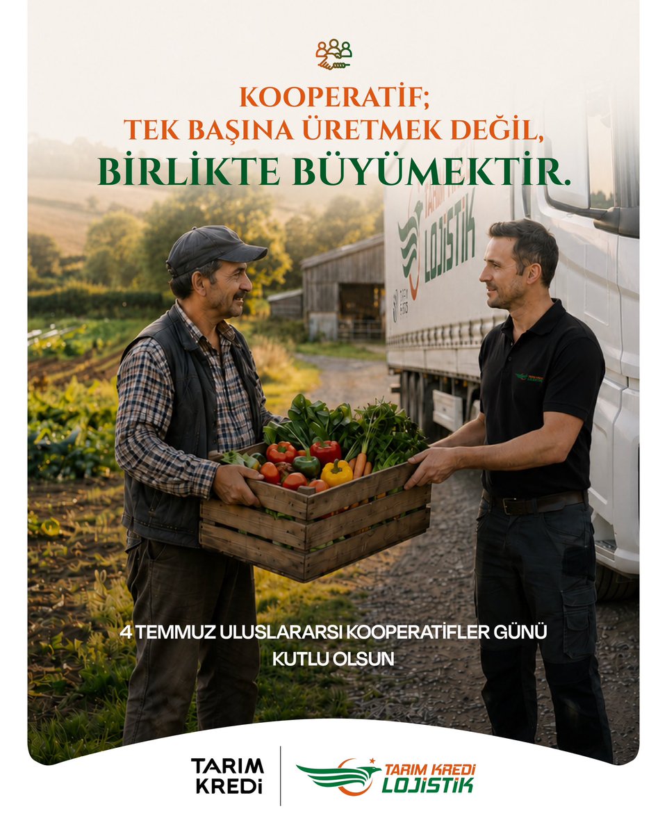tklojistik's tweet photo. Tek başına bir emek, birlikte bir hasat. 

Kooperatifçilik; emeği dayanışmayla, üretimi güçle buluşturur. Üreticinin alın terine değer katan, ortak faydayı büyüten bu anlayışın önemini #UluslararasıKooperatiflerGünü’nde bir kez daha vurguluyoruz.

#TarımKrediLojistik https://t.co/3IvuEsCUJN