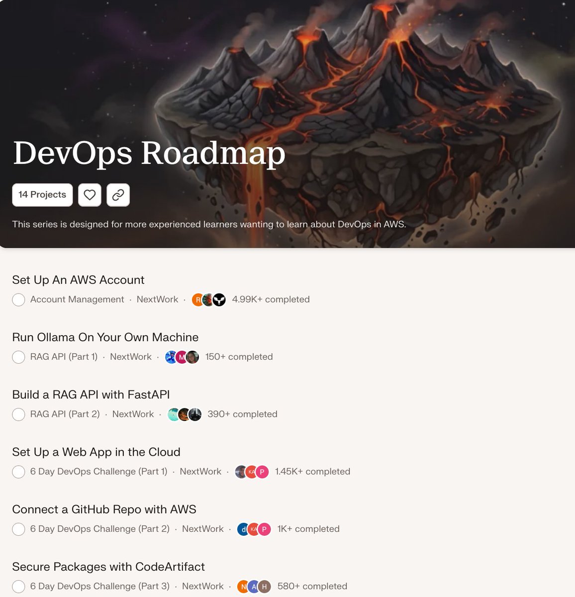 twtayaan's tweet photo. The DevOps roadmap nobody told you about 🤯

Here are 14 hands-on projects you can build this weekend:

→ Project 1: Set up an AWS account
→ Project 4: Secure packages with CodeArtifact
→ Project 6: Deploy a web app with CodeDeploy
→ Project 7: Build a full CI/CD pipeline with AWS
→ Project 8: Launch a Kubernetes cluster
→ Project 10: Create Kubernetes manifests
→ Project 11: Deploy a backend with Kubernetes
→ Project 14: Create S3 buckets with Terraform

All free. All hands-on. No videos to watch and forget.

Nearly 5,000 people have already completed just the first project. 

Thousands more are working through the rest right now.

Start here: https://t.co/8ACKVQ9pjM