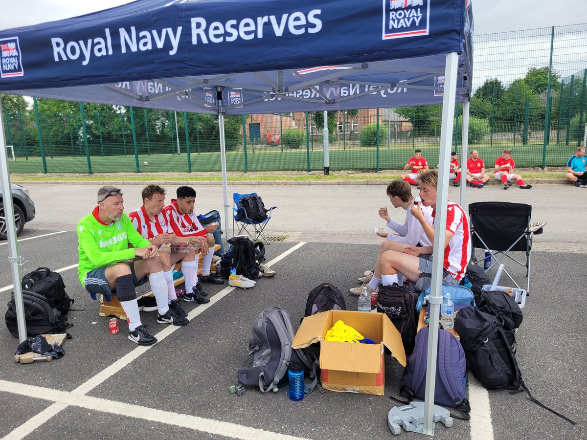HMSSherwood's tweet photo. At the lunch break, three teams are in equal first place in the @RNReserve 5-a-Side Football Tournament. 

@HMS_Hibernia, RNR London (@HMSPresidentRNR, HMS Wildfire, @HMSKingAlfred and HMS Ferret) and HMS Sherwood each have three match wins. 

It's all to play for this afternoon! https://t.co/nWhhd3HdAe