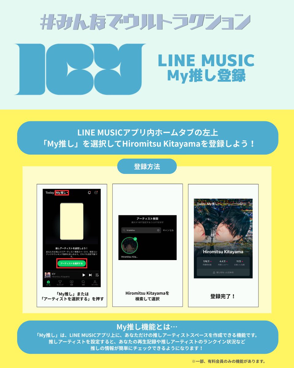 RedOn_official's tweet photo. /／
#みんなでウルトラクション
LINE MUSIC My推し登録しよう
\＼

LINE MUSICでHiromitsu KitayamaをMy推しに設定して
あなただけの専用ページを作ろう♪

▼My推し登録はこちら
https://t.co/xgUjRwgypx

#HiromoitsuKitayama #ICY #ULTRAction https://t.co/Cyy822x8El