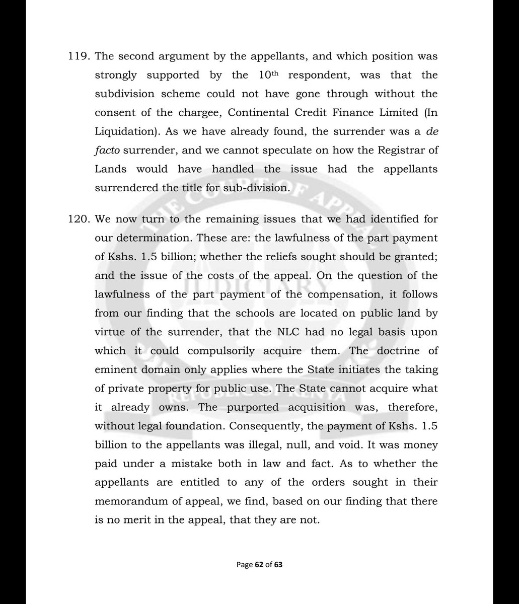 ahmednasirlaw's tweet photo. Justice Lady Karanja,  Justice Francis Tuiyott  and Weldon Korir have delivered a fantastic judgment on the Ruaraka land fraud that led to the loss of a staggering Kshs 1.5 billion of taxpayer's money. @OleItumbi will love this judgment. I will be suprised if the Hon. Attorney in the next seven days does not file for civil recovery of the money and @ODPP_KE doesn't file criminal prosecution. I can't see how someone can run for an elective office after reading this judgment..