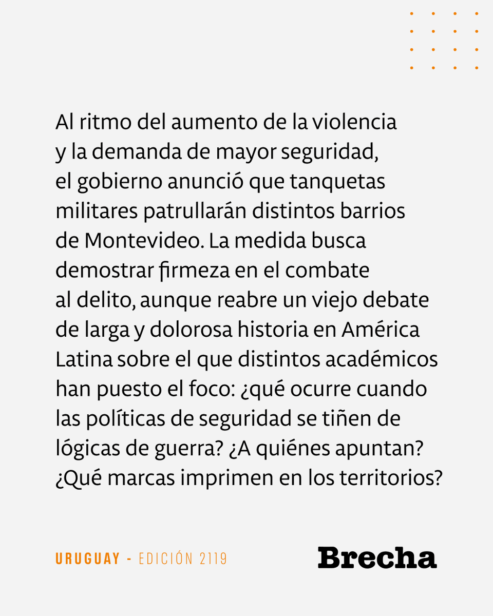 SemanarioBrecha's tweet photo. 📰 No…, pero sí

Un nuevo paso en la militarización de la seguridad pública

🖋️ Cecilia Osorio
📸 Ejército del Uruguay

https://t.co/XK5OdbG6dY https://t.co/EL6ZWTELr7