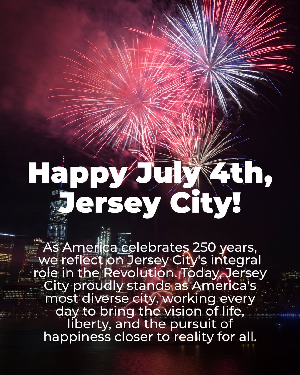 JerseyCity's tweet photo. Happy July 4th, Jersey City! 🇺🇸🗽🎆🎇 https://t.co/dn3CyGdDOU
