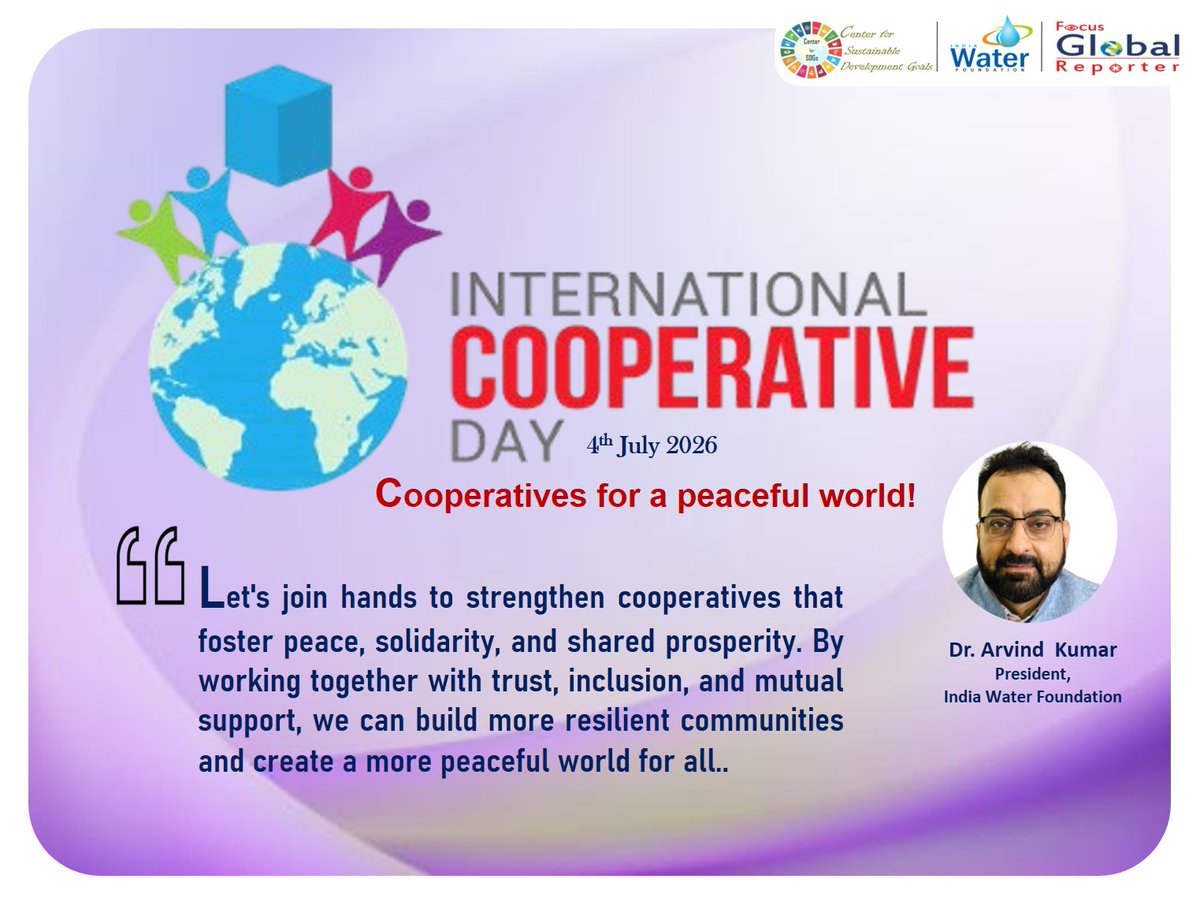 drarvindkumar1's tweet photo. #internationalcooperativesday2026 #RebuildBetterTogether #CoopsDay #BeTheChange #BasicCommunications #MatterOfImpact #collectiveefforts #socialprogress #economicdevelopment @MinOfCooperatn @MinOfCultureGoI @MSJEGOI @UNVolunteers @UNESCO @UNCCD @UNFCCC @moefcc https://t.co/R84a81uNJw