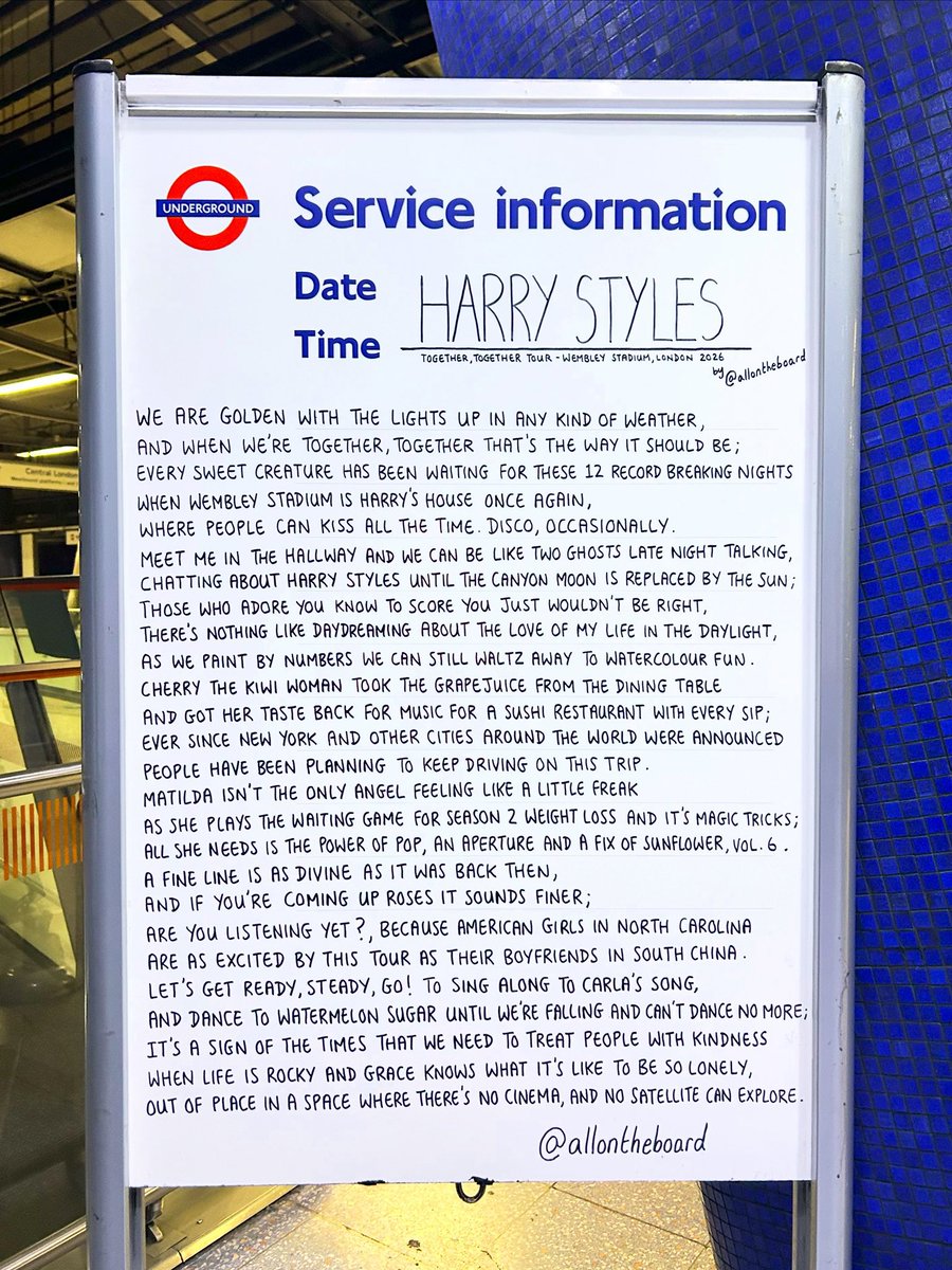 allontheboard's tweet photo. Today @Harry_Styles concludes his record-breaking, historic 12-night residency at @wembleystadium with his global Together, Together tour.

#HarryStyles #TogetherTogetherTour #WembleyStadium https://t.co/RCzqb76Mni