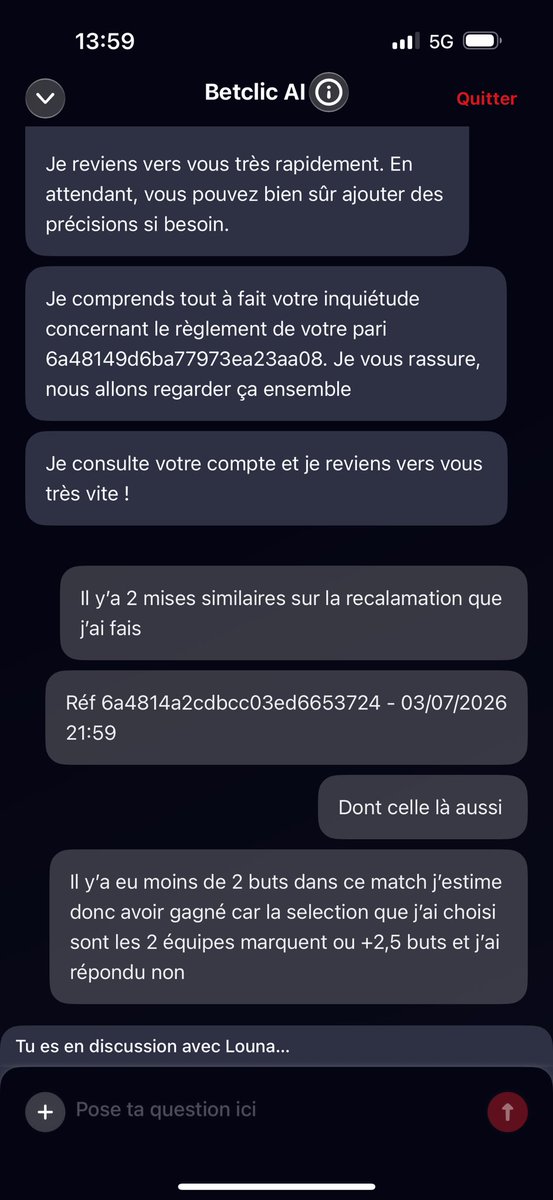 moulash77's tweet photo. @Betclic Hier j’ai  parié sur la sélection les 2  équipes marquent OU plus de 2,5 buts dans le match .Il y’a eu 1-1 dans le temps réglementaires et je n’ai pas obtenue mes gains on me dit que les 2 conditions doivent etres réunis alors qu’il y’a un ou qui signifie que j’ai win. https://t.co/YAwLef656k
