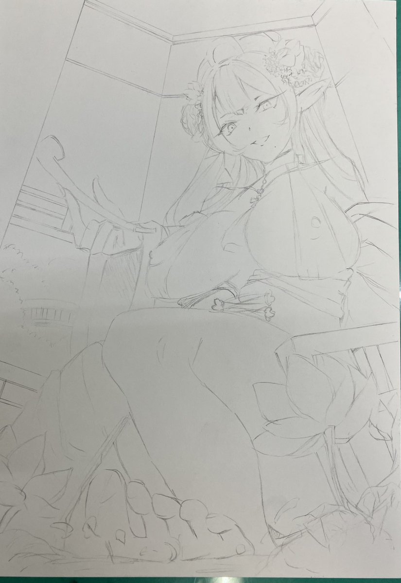 watashihamotoco's tweet photo. 少しずつペン入れ　いろんな線を直しながら… https://t.co/UYBnbS1klj