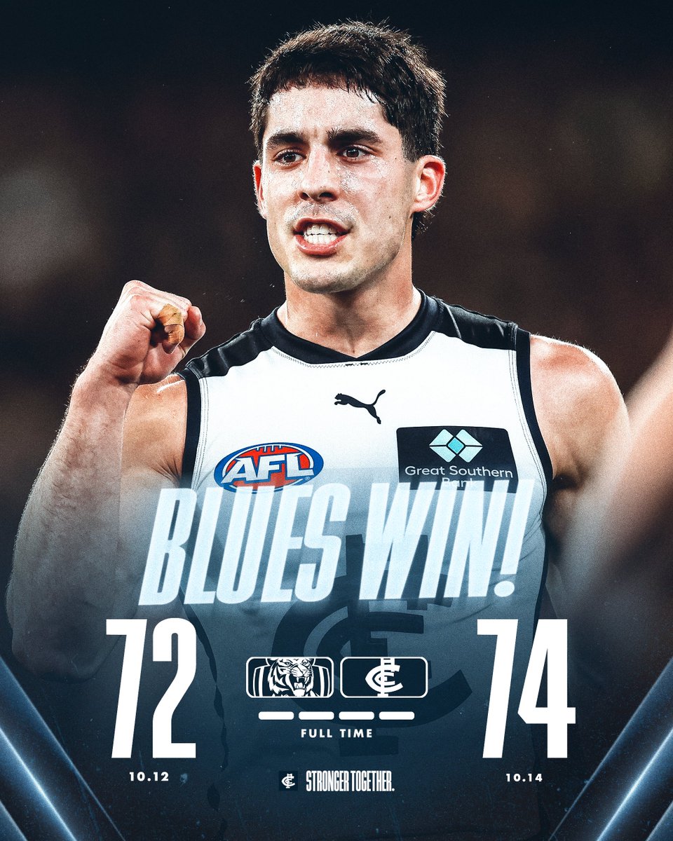 CarltonFC's tweet photo. ➕4️⃣

Job done.

#Baggers #AFLTigersBlues https://t.co/kAJjM4BJIb