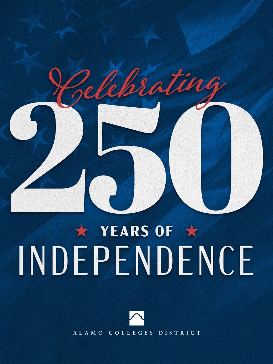 AlamoColleges1's tweet photo. Happy Independence Day!

Today, we celebrate our nation's 250th anniversary and honor the ideals of freedom, opportunity, and democracy that continue to shape our communities.

Wishing everyone a safe and happy Fourth of July. https://t.co/6PPLEyl6WF