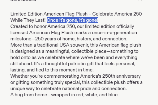 Dev1798's tweet photo. the Whitehouse JUST added an American flag mascot to their site to purchase for America 250 (LIMITED STOCK)

https://t.co/lzbDQjiFzF

ALSO the creator says they are limited edition and not being created ever again

https://t.co/UdVWXOvIvd

EZ FRONTRUN ON THE TWEET https://t.co/2szXhixE6h