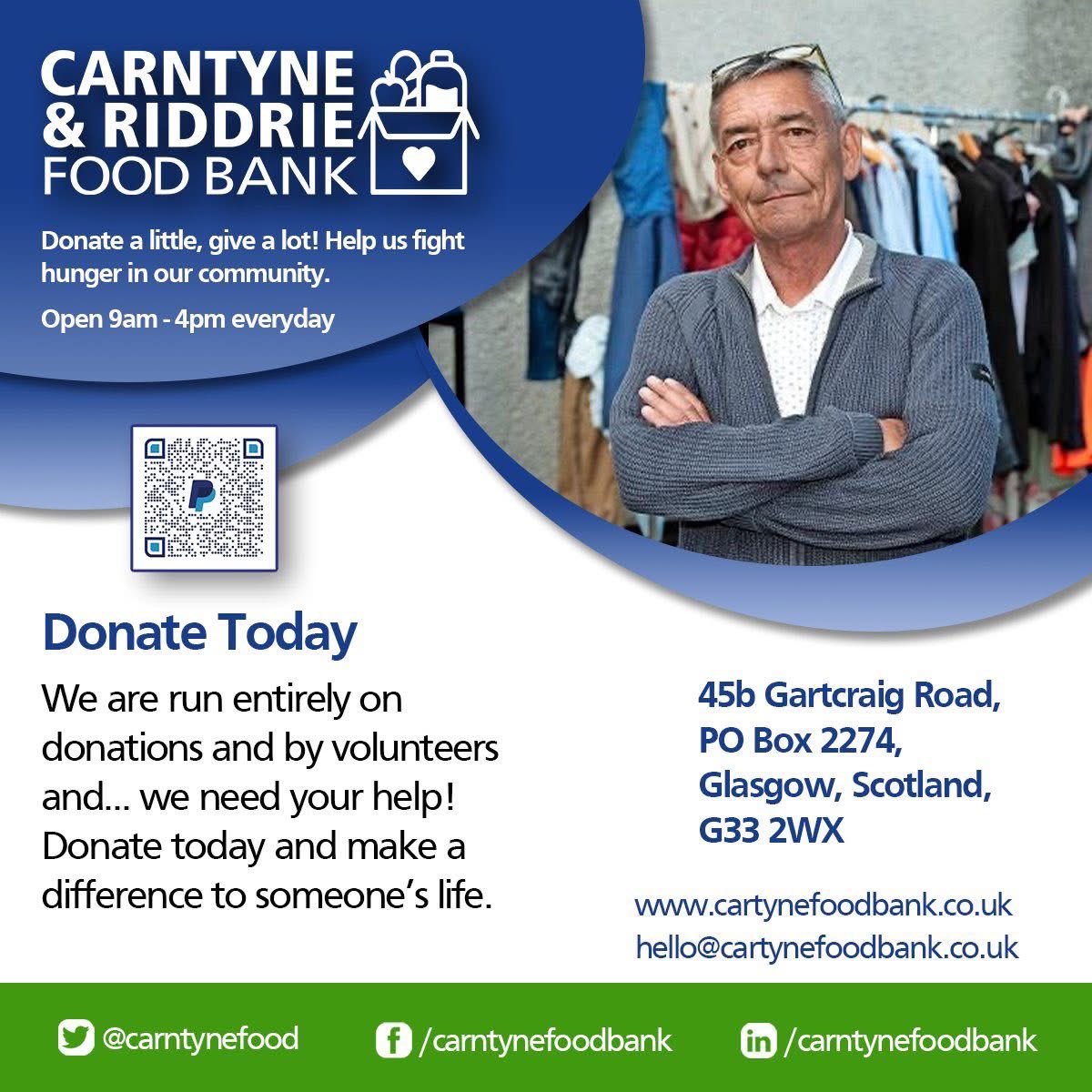 johnlyons1960's tweet photo. The Carntyne non referral foodbank is a vital resource for so many in the east end of Glasgow who face poverty and hunger every day. We serve people of all ages and backgrounds without asking questions, working closely with agencies to support those in extreme need. Unfortunately, we receive no official funding and rely entirely on the generosity of the community. Our annual costs for food and delivery total over £19,500, and we simply cannot continue without your help. Please like, comment, and share this post to help us reach more people who can support this essential cause.