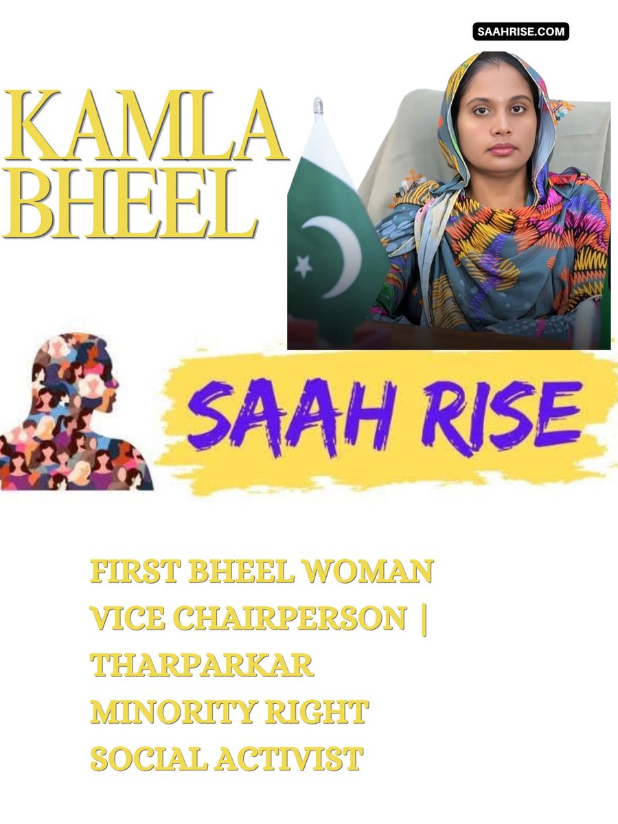 SaahRise's tweet photo. Kamla Bheel broke barriers in Tharparkar — from a girl told to skip school, to Vice Chairperson of District Council. Recognized by UN Women Pakistan for reshaping what leadership looks like in Sindh.

Minority. Woman. Unstoppable.
@KamlaBheel https://t.co/DQFAFL1RWJ
