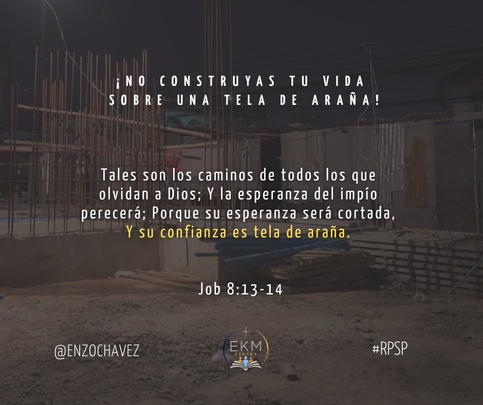 EnzoChavez's tweet photo. Job 8
Bildad dijo una gran verdad: toda esperanza fuera de Dios termina derrumbándose. Pero se equivocó al aplicarla a Job, confundiendo prueba con castigo. Antes de juzgar el dolor ajeno, examina el fundamento de tu vida. Solo Cristo sostiene una esperanza que nunca cae. #rpsp https://t.co/ZB1ZzTcI9i