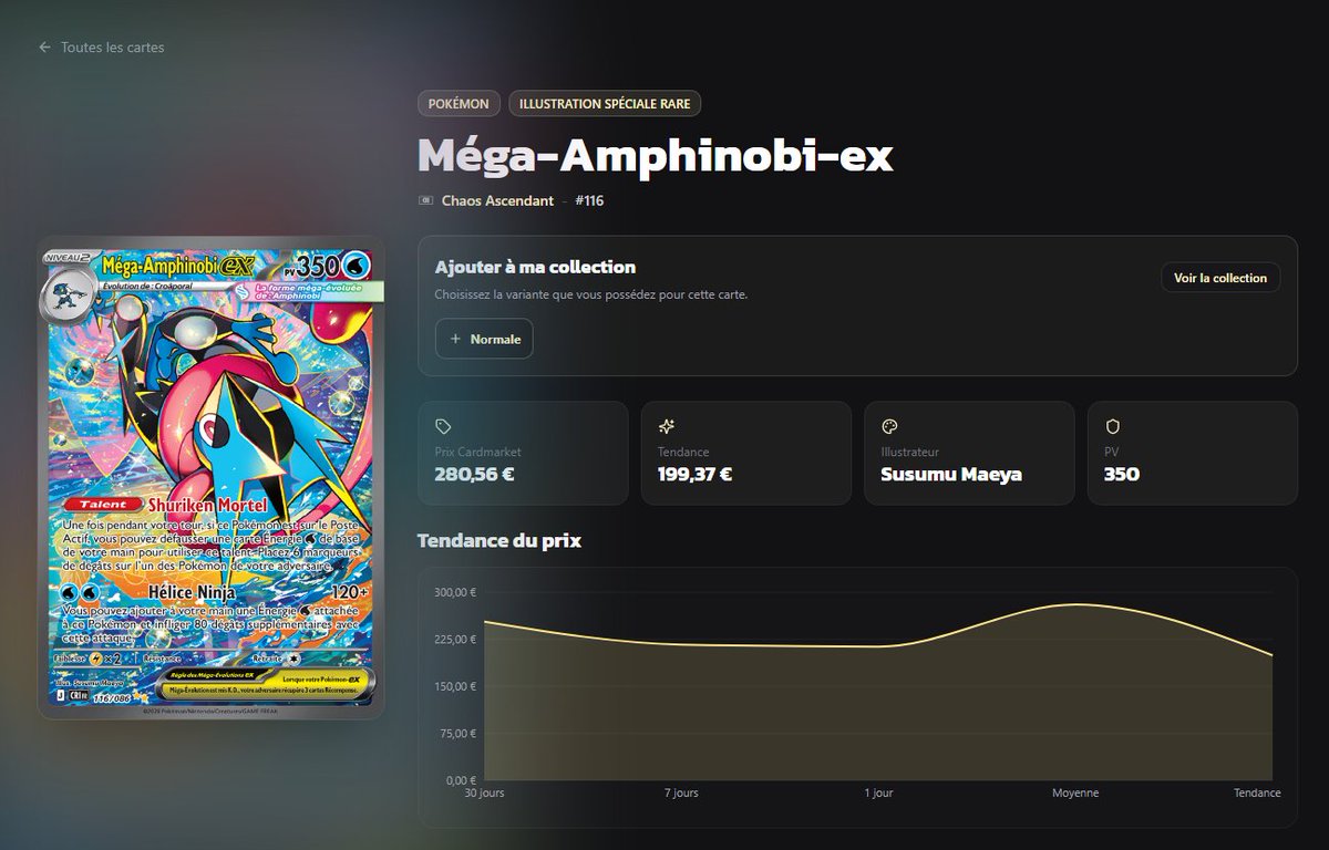 VictinProject's tweet photo. VictinDex est en ligne ! ✨

Un hub moderne pour les collectionneurs du JCC Pokémon :
🔎 Explorez cartes, extensions &amp; illustrateurs
📚 Gérez votre collection
✅ Suivez votre progression
⭐ Favoris
📈 Tendances Cardmarket

Lien ci-dessous 👇

#PokemonTCG #JCCPokemon https://t.co/nRmdlLFdXP