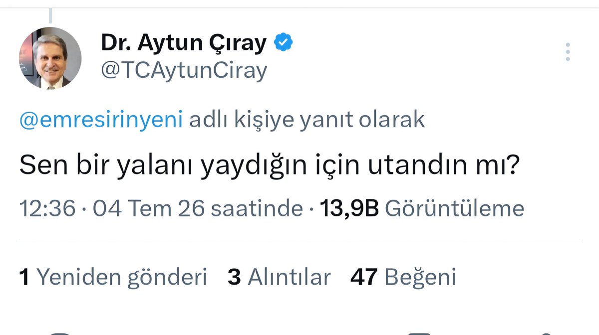 emresirinyeni's tweet photo. Aytun Çıray bana bu yazdığını silmişsin!
"özür dilerim" diyecek cesaret ve özgüvenin bile yok!

Deniz Göktaş'ın sözleri doğru çıktı. Benim yalan haber yaymadığım da!
Elbette senin utanma duygun olmadığı da!

Senin gibiler bu ülkede vekillik yaptı. Bizim için asıl utanç bu! https://t.co/WK42XSpiP4