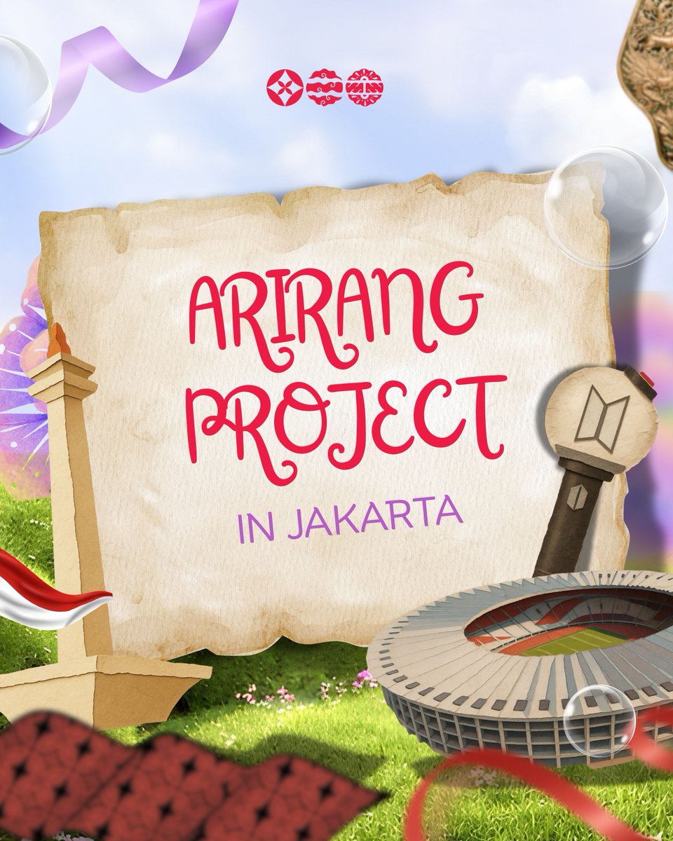 ArirangJakarta's tweet photo. THE PROJECT IS HERE! 

Halo ARMY Indonesia
Menyambut BTS WORLD TOUR ‘ARIRANG’ di JAKARTA 2026, ARMY Indonesia punya kejutan besar untuk kesayangan kita 💜

Perkenalkan Project kita adalah : ARIRANG IN JAKARTA ✨

Satu gerakan, banyak proyek, satu tujuan — bikin Jakarta jadi last stop terindah di tahun 2026 buat BTS.

#BTS #ArirangJakartaProject