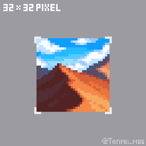 Tenrei_M06's tweet photo. TODAY-32Pixel「砂漠」#dotpict #毎日ドット絵 https://t.co/88qDiLBgsf