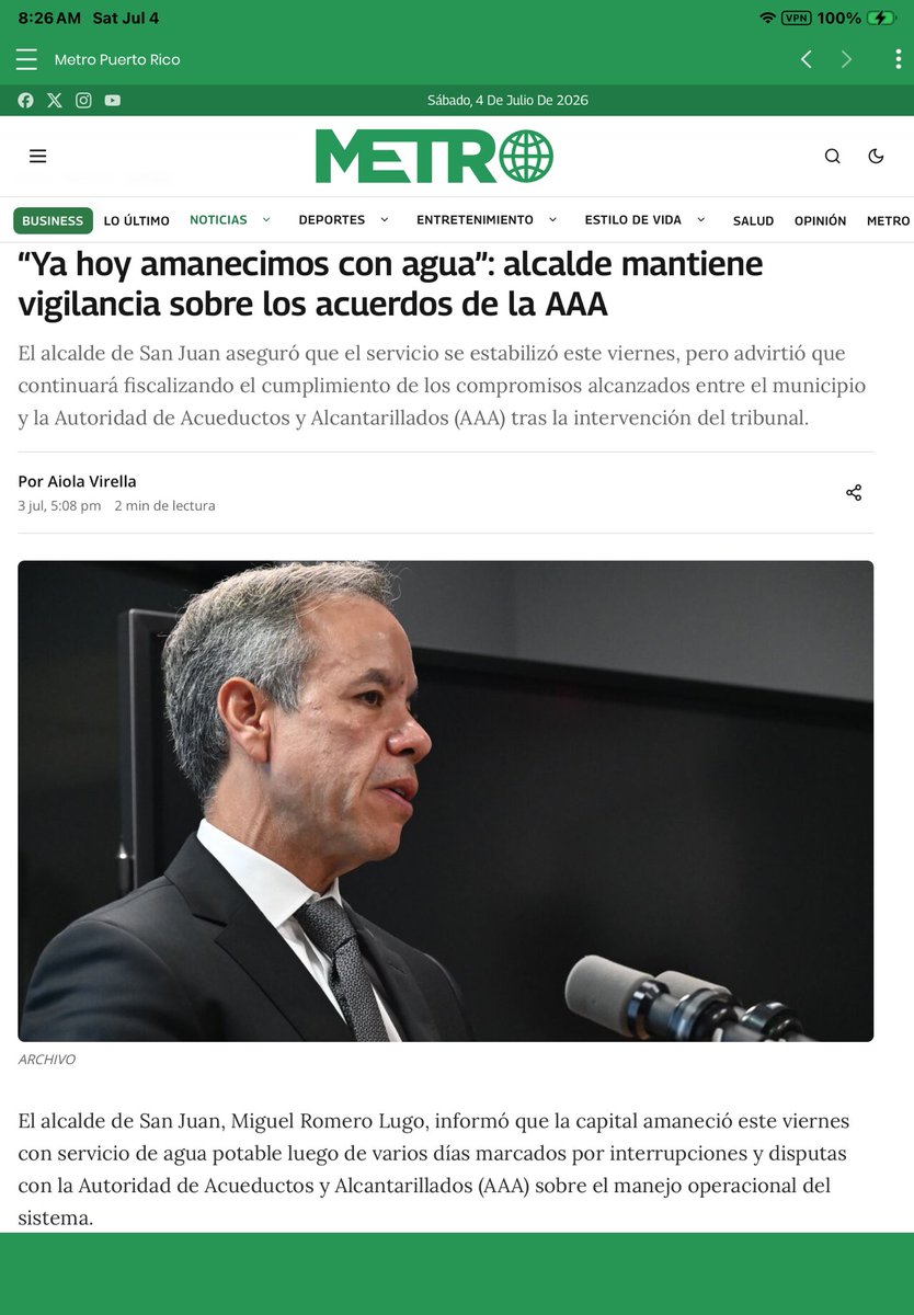 DAVILACOLON's tweet photo. Como por arte de magia, abra cadabra pata de cabra🪄apareció el agua en San Juan💦💨💦Así, en un santiamén PUF⚡️🌧️💦Lo que prueba la incompetencia total de los Minions de AAA  y la legitimidad de los reclamos de MRomero y de los alcaldes. https://t.co/cTsKTGuPan