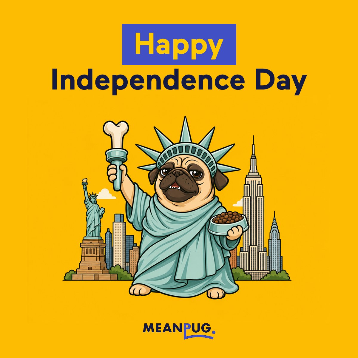 meanpug's tweet photo. Happy Fourth of July from MeanPug. 

May your grill be steady, your lawn games questionable, and your pugs only mildly suspicious of the fireworks. 

#IndependenceDay #FourthOfJuly #MeanPug https://t.co/IAU6A6CDRg