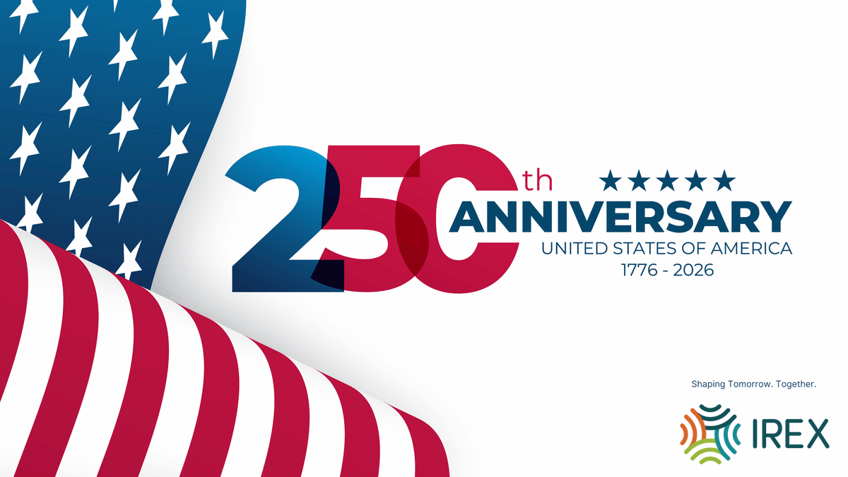 IREXUSA's tweet photo. Today, as America marks 250 years of independence, IREX honors the enduring promise of this nation and thanks our U.S. government partners whose support over many decades has helped share American values of learning, leadership, service, and opportunity around the world. https://t.co/Y53pHocBpA