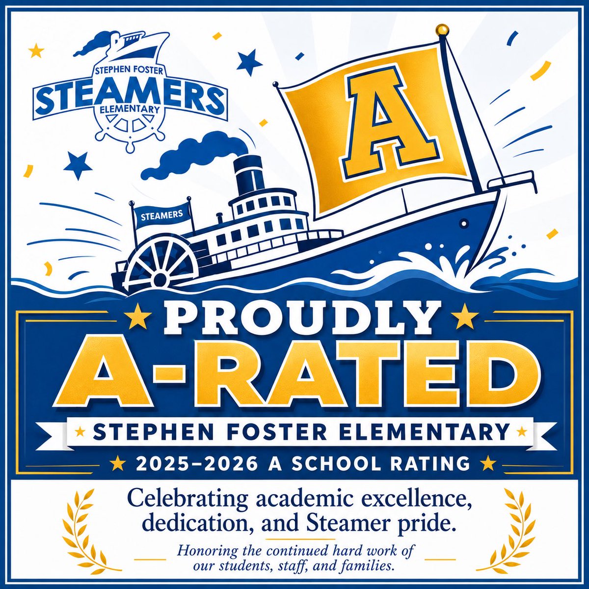 sfoster_es's tweet photo. 🏆 We did it again! Stephen Foster ES has officially earned an **A School Rating!** ⭐️ 

We are proud of our kids and grateful for the hard work and dedication of our teachers and staff! 
@browardschools @HowardHepburn @BCPS_DeputySupt @bcpsleonardi @debbi_hixon @ZemanForBroward https://t.co/mbrtIpiikQ