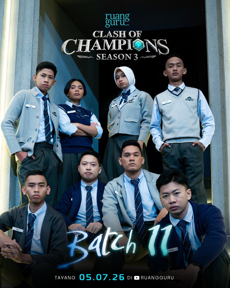 ruangguru's tweet photo. TWIST UNVEILED! ⚔️

Plot twist! Pesaing baru dari Sekolah Kedinasan akan ikut bertarung di arena Clash of Champions Season 3 dan siap memperebutkan gelar the Ultimate Champion 🤯 https://t.co/FC4qqcqiAH