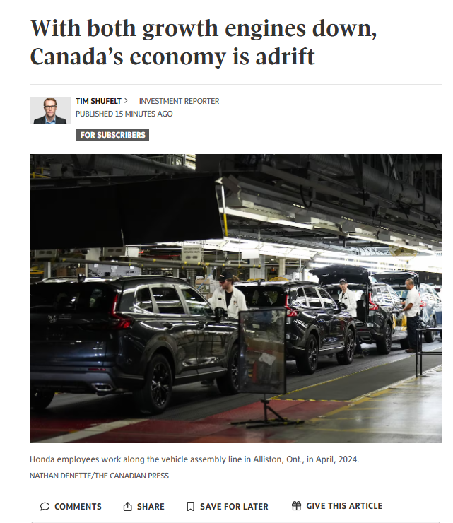 cbcwatcher's tweet photo. Curious to know where the economic scribes were hiding when they knew Liberals were masking Canadian productivity problems with a flood of immigration "There are two ways an economy can grow over the long term – by increasing the country’s labour force or by improving productivity. More workers or more output per worker. Ideally both. Canada is doing neither.

We’ve been famous laggards on the productivity file forever, especially the past decade. Booming population growth helped mask the problem, giving the illusion of good economic health, at the aggregate level at least.

But immigration curbs put an end to that quick fix."