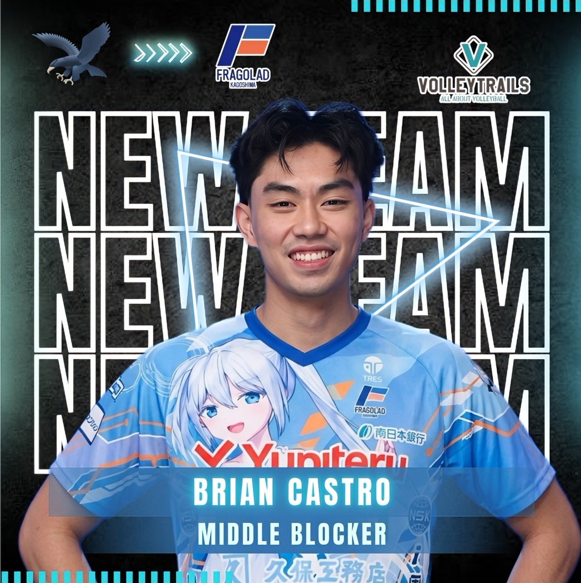 volleytrails's tweet photo. 🇯🇵 Fragolad Kagoshima Continues to Build for Its SV.League Debut!

Fragolad Kagoshima, which will compete in Japan's top professional league, the SV.League, has officially signed four international reinforcements for the 2026–27 season:

🇵🇭 Former Ateneo Blue Eagles middle blocker Brian Castro
🇫🇮 Finnish national team middle blocker Petteri Tyynismaa
🇨🇦 Canadian national team opposite Christopher Byam
🇨🇦 Canadian national team outside hitter Jesse Elser

#SVLeague #Volleyball #大同生命SVリーグ #バレーボール