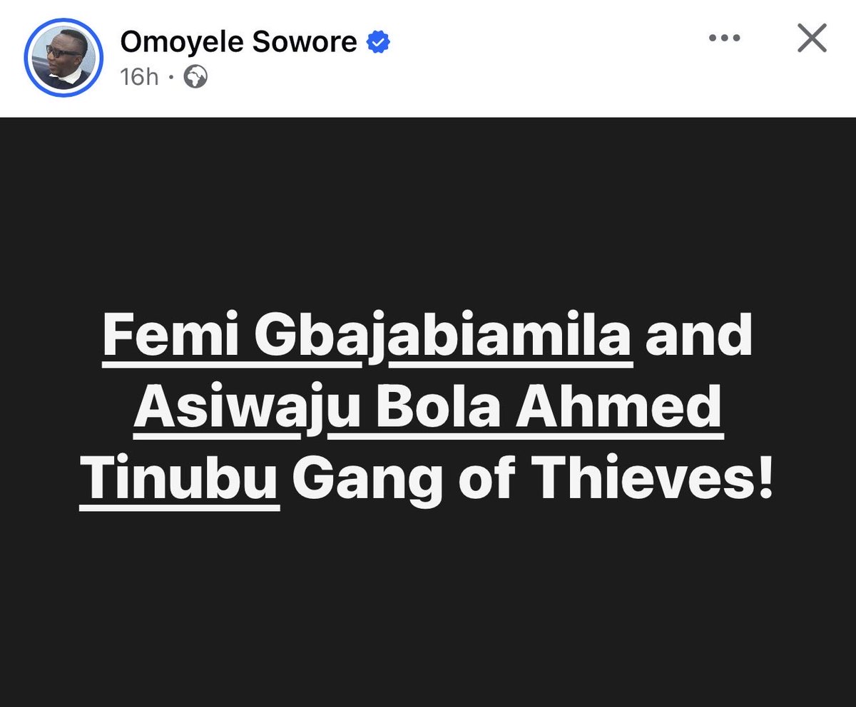 mcashwide1's tweet photo. It’s not a crime to call a thief a thief. 

Omoyele Sowore for president 2027 https://t.co/r0mEGOGEcC